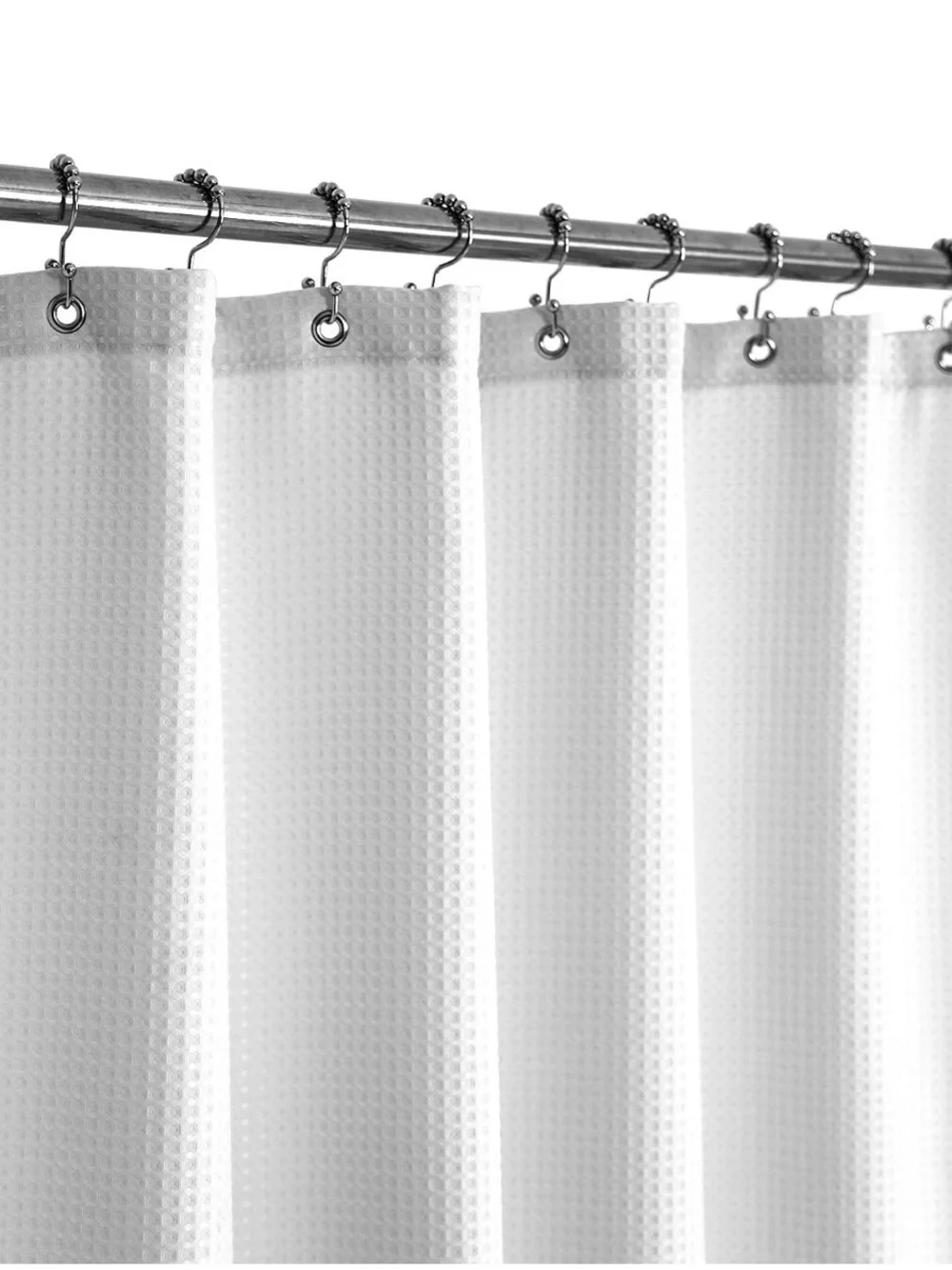Barossa Design Waffle Weave Shower Curtain Fabric 60 x 72 Inch, White